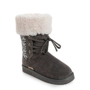 MUK LUKS Melba Faux Fur Lined Lace up Bootie NWT
